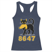 8647 Black Cat Golden Hair Prey Racerback Tank Top Funny Coded Political Satire