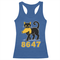 8647 Black Cat Golden Hair Prey Racerback Tank Top Funny Coded Political Satire