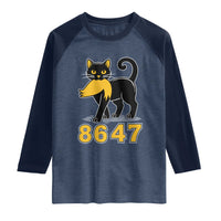 8647 Black Cat Golden Hair Prey Raglan Shirt Funny Coded Political Satire