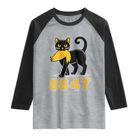 8647 Black Cat Golden Hair Prey Raglan Shirt Funny Coded Political Satire