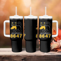 8647 Black Cat Golden Hair Prey Tumbler With Handle Funny Coded Political Satire