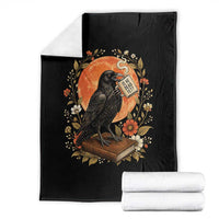 Is He Dead Yet Raven Drinking Coffee Throw Blanket Vintage Book Political Dark Humor