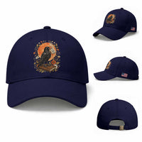 Is He Dead Yet Raven Drinking Coffee Baseball Cap Vintage Book Political Dark Humor