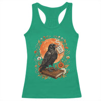 Is He Dead Yet Raven Drinking Coffee Racerback Tank Top Vintage Book Political Dark Humor