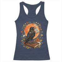 Is He Dead Yet Raven Drinking Coffee Racerback Tank Top Vintage Book Political Dark Humor