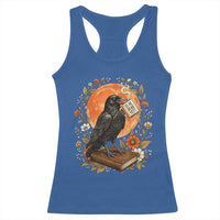 Is He Dead Yet Raven Drinking Coffee Racerback Tank Top Vintage Book Political Dark Humor