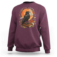 Is He Dead Yet Raven Drinking Coffee Sweatshirt Vintage Book Political Dark Humor
