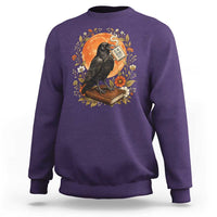 Is He Dead Yet Raven Drinking Coffee Sweatshirt Vintage Book Political Dark Humor