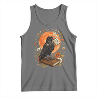 Is He Dead Yet Raven Drinking Coffee Tank Top Vintage Book Political Dark Humor
