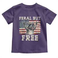Feral But Free Funny Raccoon Patriotic Toddler T Shirt Cool American Flag Sunglasses Rock On Hand Signs Vintage USA Flag