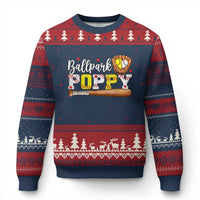 Ballpark Poppy Baseball and Softball Grandpa Ugly Christmas Sweater Sports Grandfather Game Day Birthday Gifts