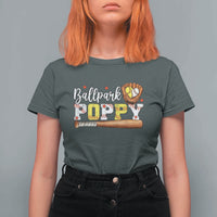 Ballpark Poppy Baseball and Softball Grandpa T Shirt For Women Sports Grandfather Game Day Birthday Gifts