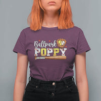 Ballpark Poppy Baseball and Softball Grandpa T Shirt For Women Sports Grandfather Game Day Birthday Gifts