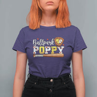 Ballpark Poppy Baseball and Softball Grandpa T Shirt For Women Sports Grandfather Game Day Birthday Gifts