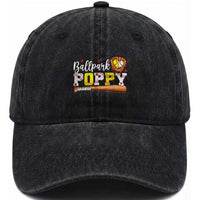 Ballpark Poppy Baseball and Softball Grandpa Washed Cotton Baseball Cap Sports Grandfather Game Day Birthday Gifts