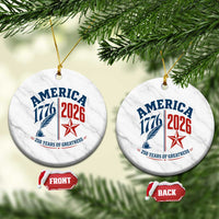 America 250 Years of Greatness Patriotic Ceramic Ornament Vintage 1776 to 2026 Quill and Star Semiquincentennial