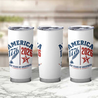 America 250 Years of Greatness Patriotic Tumbler Cup Vintage 1776 to 2026 Quill and Star Semiquincentennial