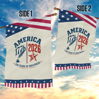 America 250 Years of Greatness Patriotic Garden Flag Vintage 1776 to 2026 Quill and Star Semiquincentennial
