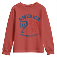 America 250 Years of Greatness Patriotic Youth Sweatshirt Vintage 1776 to 2026 Quill and Star Semiquincentennial