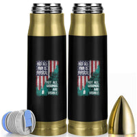 Veteran PTSD Bullet Tumbler Not All Pain Is Physical Not All Wounds Are Visible Teal American Flag