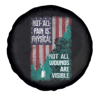 Veteran PTSD Spare Tire Cover Not All Pain Is Physical Not All Wounds Are Visible Teal American Flag