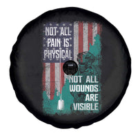 Veteran PTSD Spare Tire Cover Not All Pain Is Physical Not All Wounds Are Visible Teal American Flag