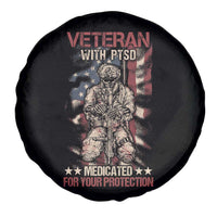 Veteran PTSD Spare Tire Cover Medicated For Your Protection American Flag Skeleton Soldier