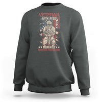 Veteran PTSD Sweatshirt Medicated For Your Protection American Flag Skeleton Soldier - Wonder Print Shop