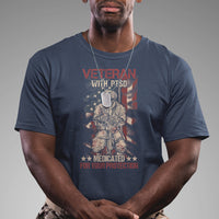 Veteran PTSD T Shirt Medicated For Your Protection American Flag Skeleton Soldier - Wonder Print Shop