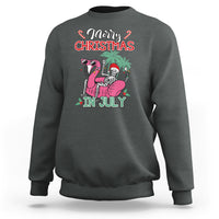 Skeleton Santa Sweatshirt Merry Christmas in July Summer Xmas Flamingo Float - Wonder Print Shop