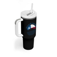 Strong Texas Tumbler With Handle Retro Flag Resilient Texans Pride - Wonder Print Shop