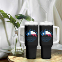 Strong Texas Tumbler With Handle Retro Flag Resilient Texans Pride - Wonder Print Shop