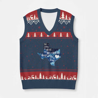 Texas Pride V-Neck Knit Sweater Vest The Stars at Night Are Big and Bright - Wonder Print Shop