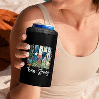 Retro Strong Texas 4 in 1 Can Cooler Tumbler Bluebonnets Longhorn Cowboy Western Pride - Wonder Print Shop