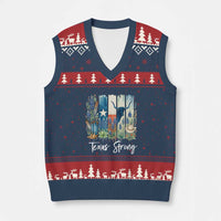 Retro Strong Texas V-Neck Knit Sweater Vest Bluebonnets Longhorn Cowboy Western Pride - Wonder Print Shop