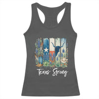 Retro Strong Texas Racerback Tank Top Bluebonnets Longhorn Cowboy Western Pride - Wonder Print Shop