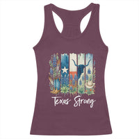 Retro Strong Texas Racerback Tank Top Bluebonnets Longhorn Cowboy Western Pride - Wonder Print Shop