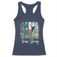 Retro Strong Texas Racerback Tank Top Bluebonnets Longhorn Cowboy Western Pride - Wonder Print Shop