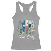 Retro Strong Texas Racerback Tank Top Bluebonnets Longhorn Cowboy Western Pride - Wonder Print Shop
