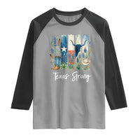 Retro Strong Texas Raglan Shirt Bluebonnets Longhorn Cowboy Western Pride - Wonder Print Shop