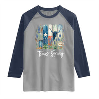 Retro Strong Texas Raglan Shirt Bluebonnets Longhorn Cowboy Western Pride - Wonder Print Shop