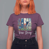 Retro Strong Texas T Shirt For Women Bluebonnets Longhorn Cowboy Western Pride - Wonder Print Shop
