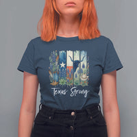 Retro Strong Texas T Shirt For Women Bluebonnets Longhorn Cowboy Western Pride - Wonder Print Shop