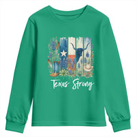 Retro Strong Texas Youth Sweatshirt Bluebonnets Longhorn Cowboy Western Pride - Wonder Print Shop