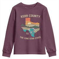 Kerr County Texas Youth Sweatshirt Retro Hill Country Nature Scene Outdoors - Wonder Print Shop