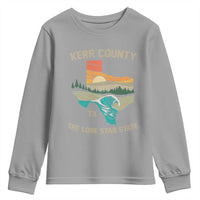 Kerr County Texas Youth Sweatshirt Retro Hill Country Nature Scene Outdoors - Wonder Print Shop