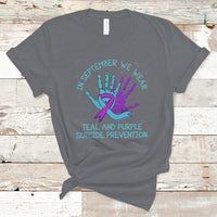Suicide Prevention Awareness T Shirt In September We Wear Teal Purple Ribbon Suicide Awareness - Wonder Print Shop