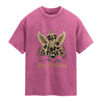 Justice For Wangwang Angel Dog Halo Puppies Washed Cotton T-Shirt Heavenly Pet Loss Memorial Graphic