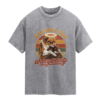 Justice For Wangwang Retro Sunset Halo Dog Mama Washed Cotton T-Shirt Pet Memorial Awareness Graphic