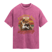 Justice For Wangwang Retro Sunset Halo Dog Mama Washed Cotton T-Shirt Pet Memorial Awareness Graphic